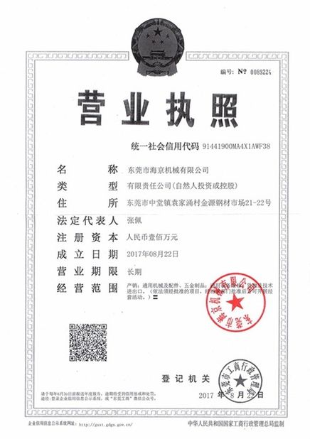 Κίνα Dongguan Hyking Machinery Co., Ltd. Πιστοποιήσεις
